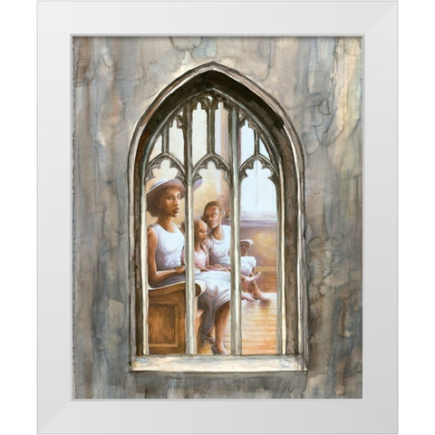 Sunday Meeting White Modern Wood Framed Art Print by Dogwood Portfolio