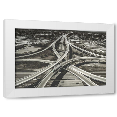 Highway Crossing White Modern Wood Framed Art Print by Quillen, Donnie