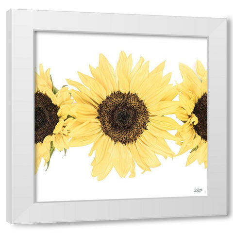 Sunflowers in a Row I White Modern Wood Framed Art Print by Quillen, Donnie
