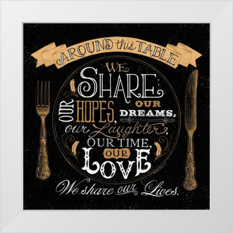 Around This Table  White Modern Wood Framed Art Print by Strain, Deb