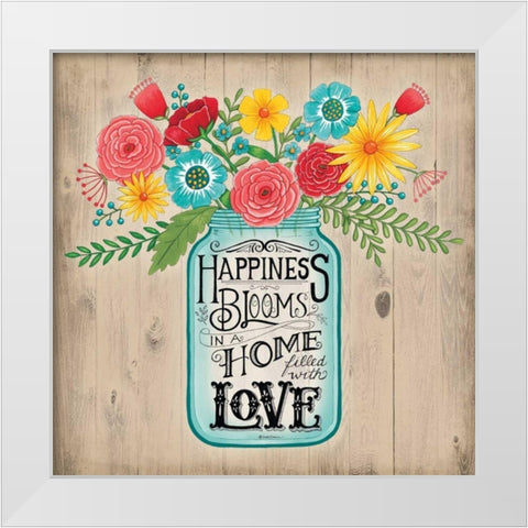 Home Filled with Love White Modern Wood Framed Art Print by Strain, Deb