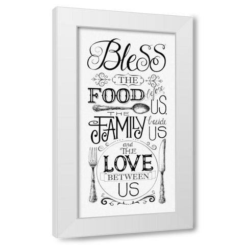 Bless the Food White Modern Wood Framed Art Print by Strain, Deb