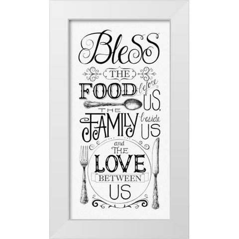 Bless the Food White Modern Wood Framed Art Print by Strain, Deb