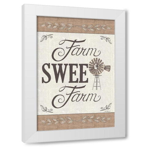 Farm Sweet Farm White Modern Wood Framed Art Print by Strain, Deb