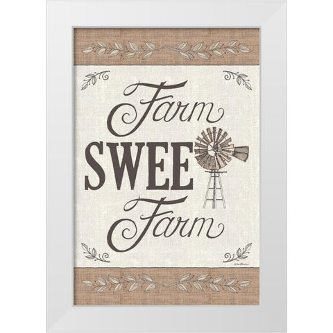 Farm Sweet Farm White Modern Wood Framed Art Print by Strain, Deb