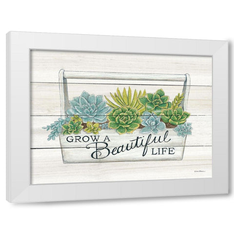 Beautiful Life Succulents White Modern Wood Framed Art Print by Strain, Deb
