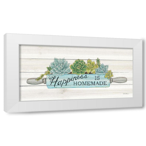 Happiness is Homemade Succulents White Modern Wood Framed Art Print by Strain, Deb