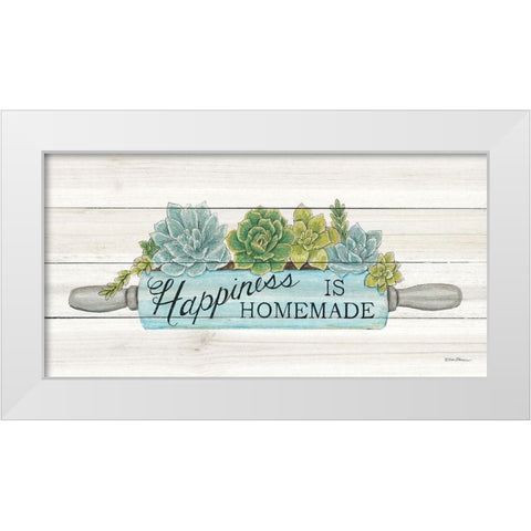 Happiness is Homemade Succulents White Modern Wood Framed Art Print by Strain, Deb
