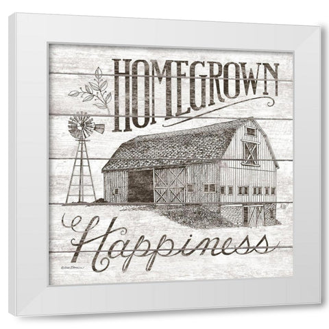 Homegrown Happiness White Modern Wood Framed Art Print by Strain, Deb