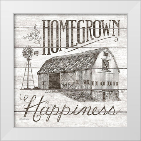 Homegrown Happiness White Modern Wood Framed Art Print by Strain, Deb