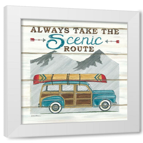 Always Take the Scenic Route White Modern Wood Framed Art Print by Strain, Deb