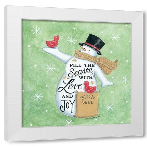 Fill the Season Snowman White Modern Wood Framed Art Print by Strain, Deb