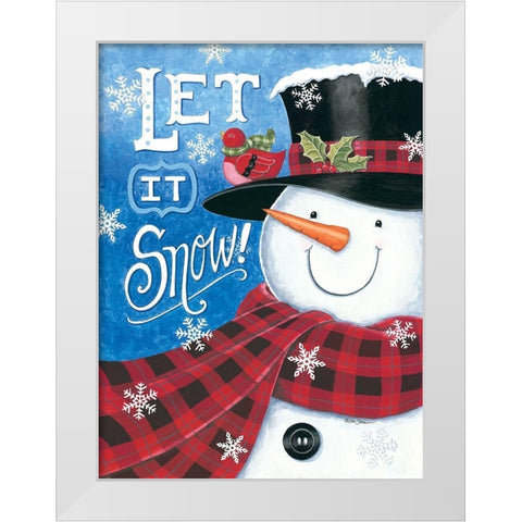 Let It Snow Snowman White Modern Wood Framed Art Print by Strain, Deb