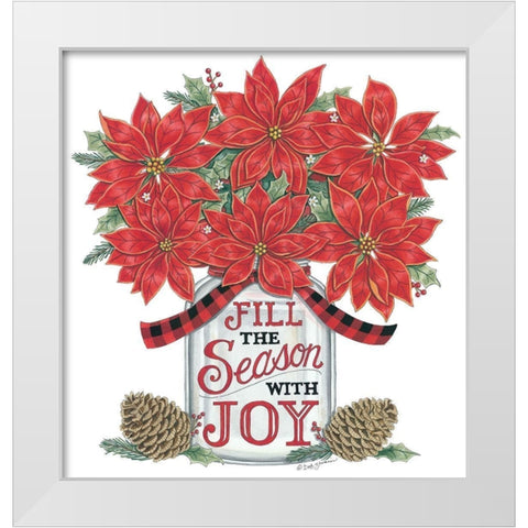 Fill the Season Poinsettia Jar White Modern Wood Framed Art Print by Strain, Deb