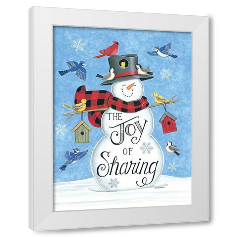 Sharing Snowman And Friends White Modern Wood Framed Art Print by Strain, Deb