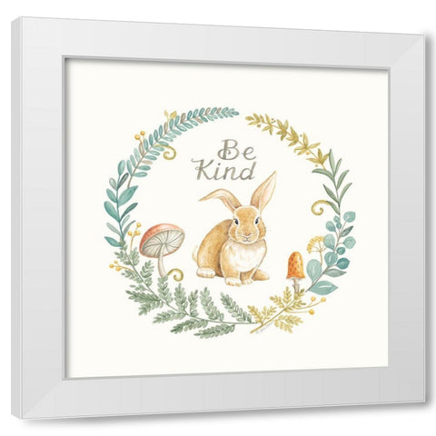 Be Kind Rabbit White Modern Wood Framed Art Print by Strain, Deb
