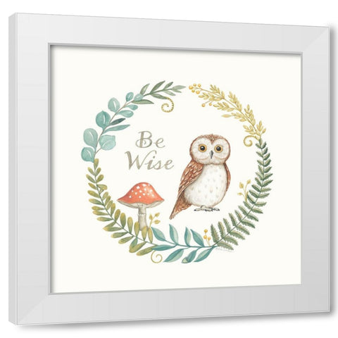 Be Wise Owl White Modern Wood Framed Art Print by Strain, Deb
