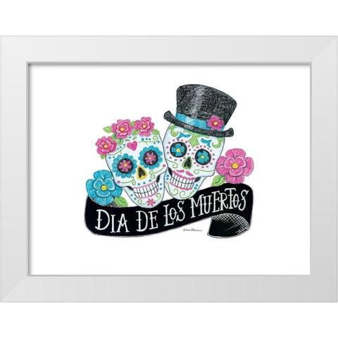 Day of the Dead Sugar Skulls White Modern Wood Framed Art Print by Strain, Deb
