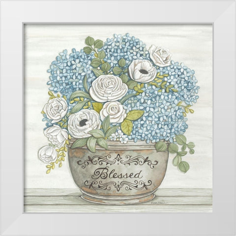 Blessed White Modern Wood Framed Art Print by Strain, Deb