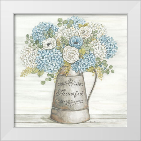 Thankful White Modern Wood Framed Art Print by Strain, Deb