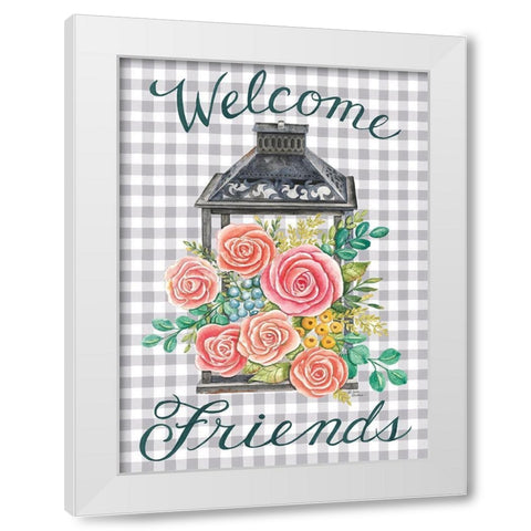 Lantern with Roses White Modern Wood Framed Art Print by Strain, Deb