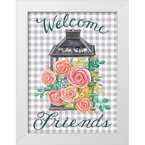 Lantern with Roses White Modern Wood Framed Art Print by Strain, Deb