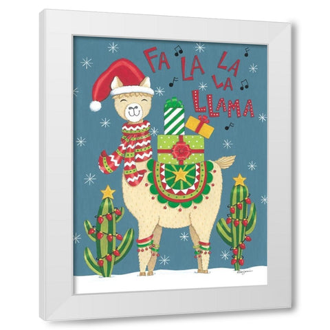 Fa La La La Llama White Modern Wood Framed Art Print by Strain, Deb