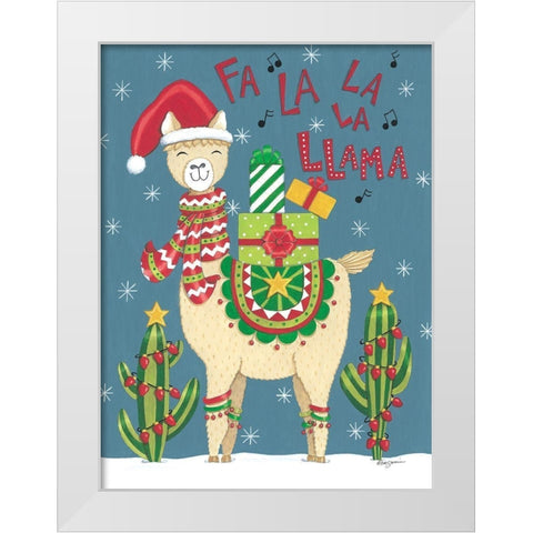 Fa La La La Llama White Modern Wood Framed Art Print by Strain, Deb