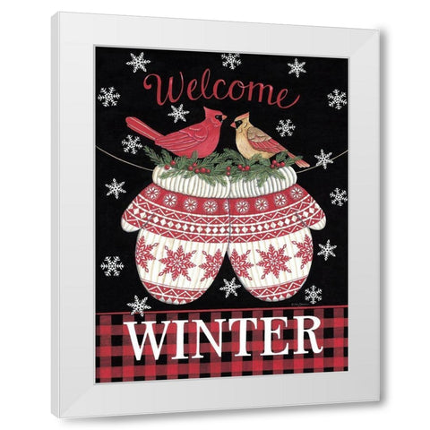 Cardinal Mittens White Modern Wood Framed Art Print by Strain, Deb