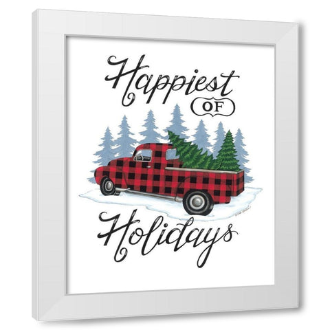 Happiest of Holidays White Modern Wood Framed Art Print by Strain, Deb