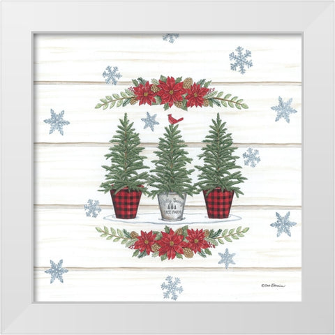 Christmas Tree Trio White Modern Wood Framed Art Print by Strain, Deb