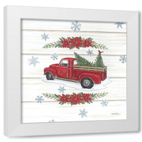 Holly Berry Tree Farms Truck White Modern Wood Framed Art Print by Strain, Deb