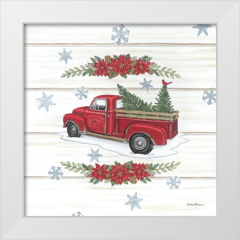 Holly Berry Tree Farms Truck White Modern Wood Framed Art Print by Strain, Deb