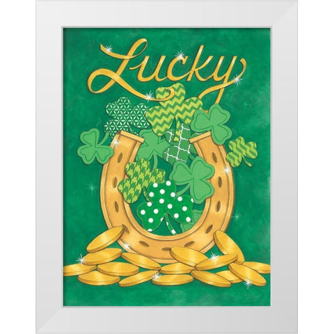 Lucky Horseshoe White Modern Wood Framed Art Print by Strain, Deb