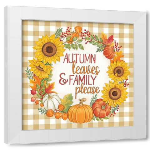 Autumn Leaves White Modern Wood Framed Art Print by Strain, Deb