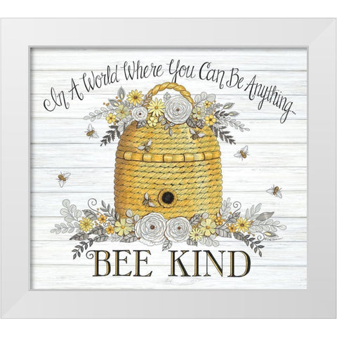 Bee Kind Bee Hive White Modern Wood Framed Art Print by Strain, Deb