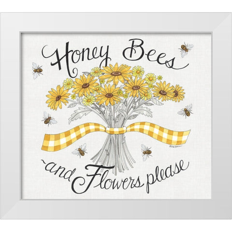 Flowers Please White Modern Wood Framed Art Print by Strain, Deb