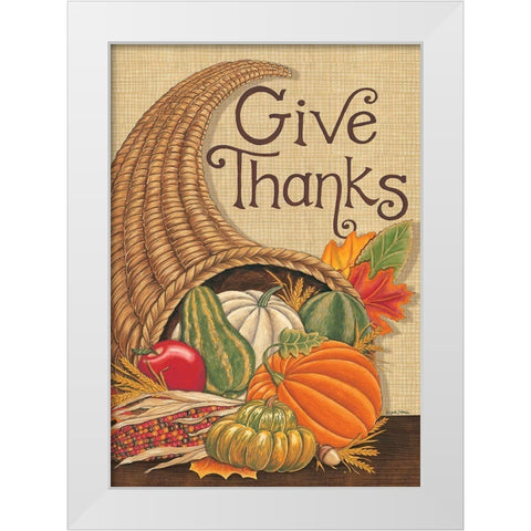 Give Thanks Cornucopia White Modern Wood Framed Art Print by Strain, Deb
