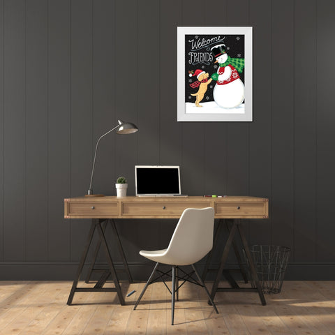 Snow Friends White Modern Wood Framed Art Print by Strain, Deb