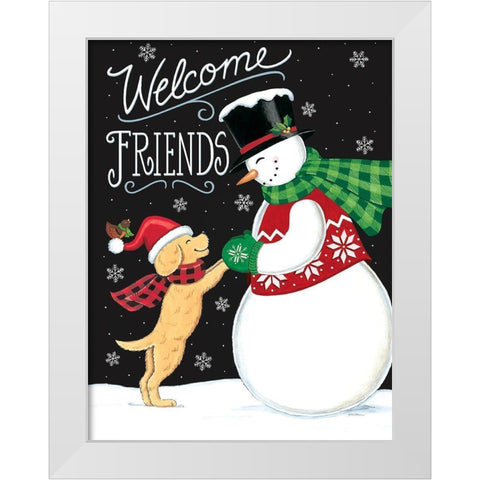 Snow Friends White Modern Wood Framed Art Print by Strain, Deb