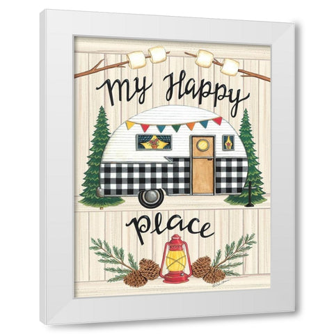 Camper My Happy Place White Modern Wood Framed Art Print by Strain, Deb