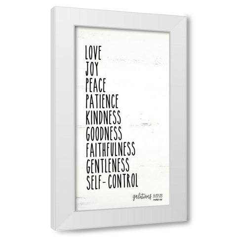 Love Joy Peace White Modern Wood Framed Art Print by Imperfect Dust