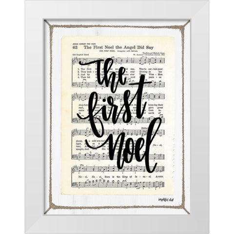 The First Noel White Modern Wood Framed Art Print by Imperfect Dust