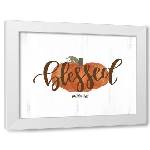 Blessed Pumpkin White Modern Wood Framed Art Print by Imperfect Dust