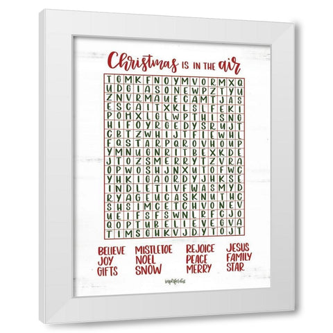 Christmas Word Search White Modern Wood Framed Art Print by Imperfect Dust