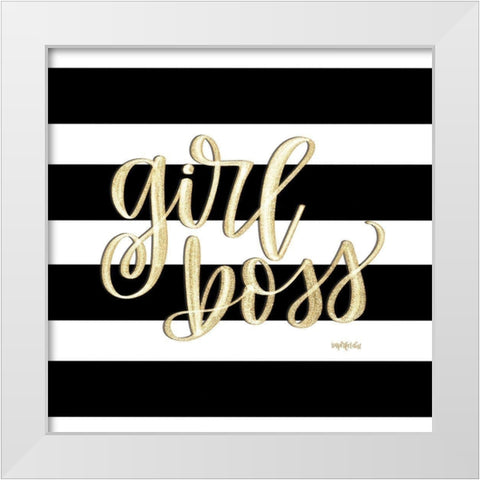 Girl Boss White Modern Wood Framed Art Print by Imperfect Dust