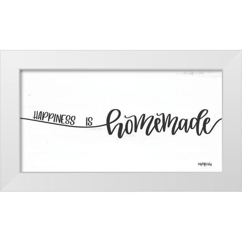 Happiness is Homemade White Modern Wood Framed Art Print by Imperfect Dust