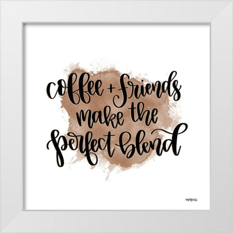 Coffee + Friends White Modern Wood Framed Art Print by Imperfect Dust