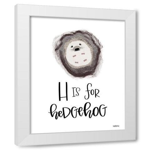 H is for Hedgehog    White Modern Wood Framed Art Print by Imperfect Dust