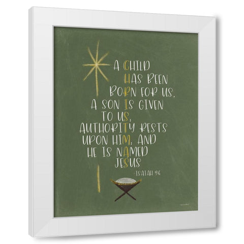 He is Named Jesus White Modern Wood Framed Art Print by Imperfect Dust